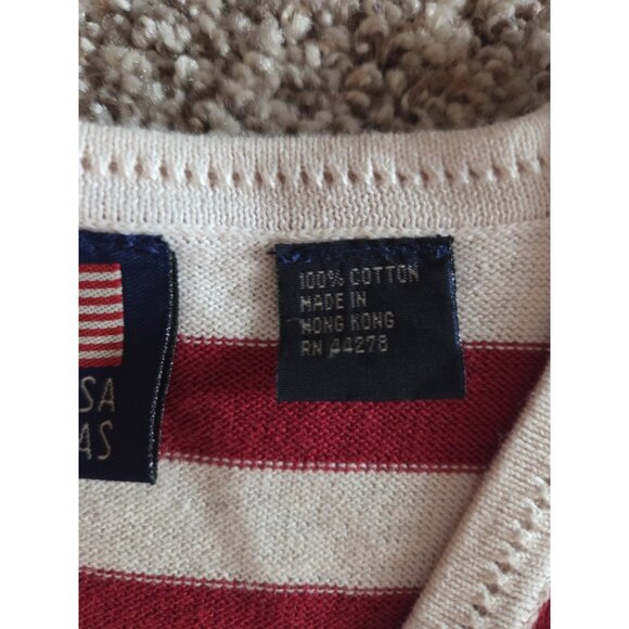Sz Medium Marisa Canvas USA Flag Sweater 4th of July Cotton Patriotic 3/4 Sleeve - Picture 3 of 10